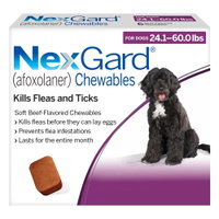 Nexgard Chewables for Large Dogs 24.1-60 lbs (Purple) 68mg